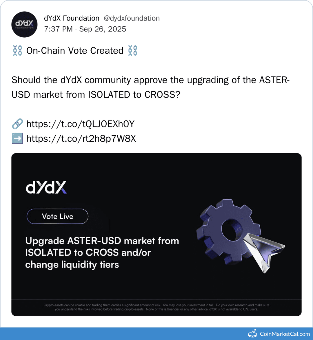 dYdX Prop #289 Vote on ASTER-USD Market Upgrade