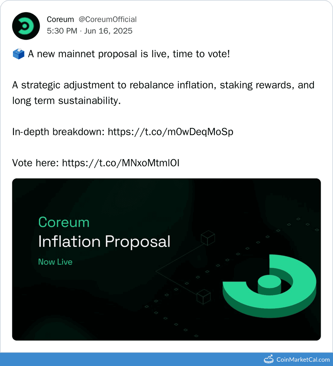 Coreum Inflation Proposal Vote