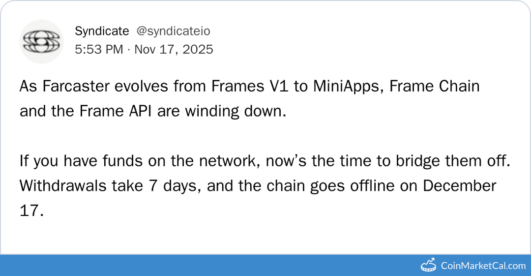 Syndicate Frame Chain Shutdown