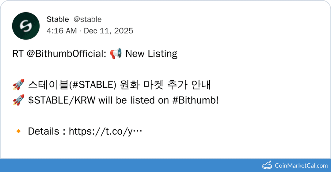 Bithumb Listing of Stable Token