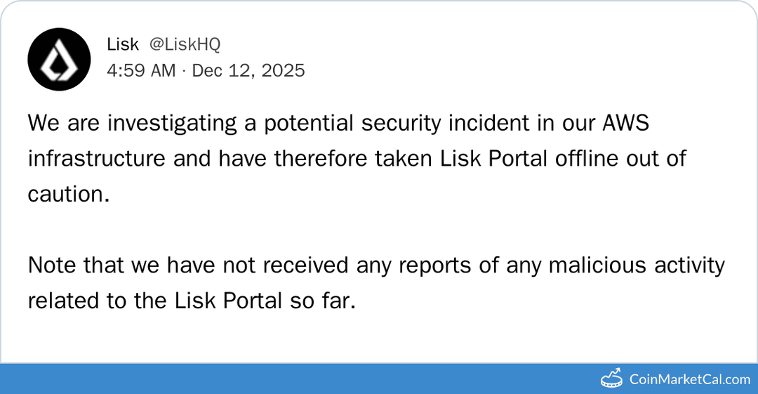 Lisk Portal Taken Offline Due to Security Incident