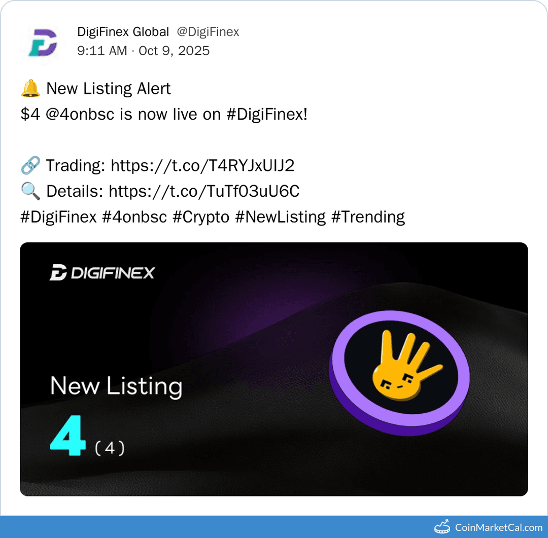 DigiFinex Listing 4 Token
