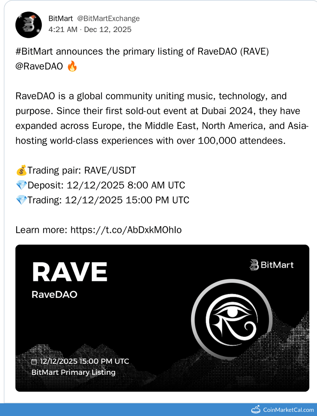BitMart RaveDAO Listing