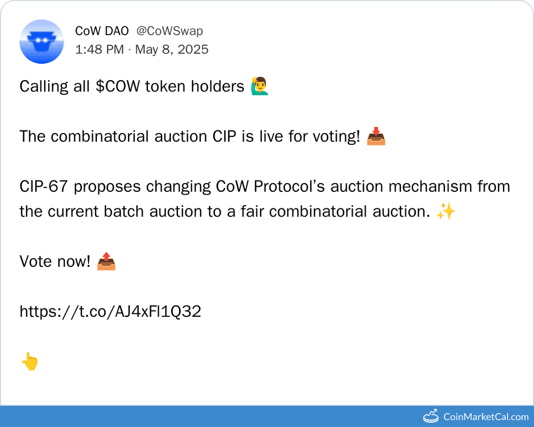 CIP-67 Voting Ends for CoW Protocol