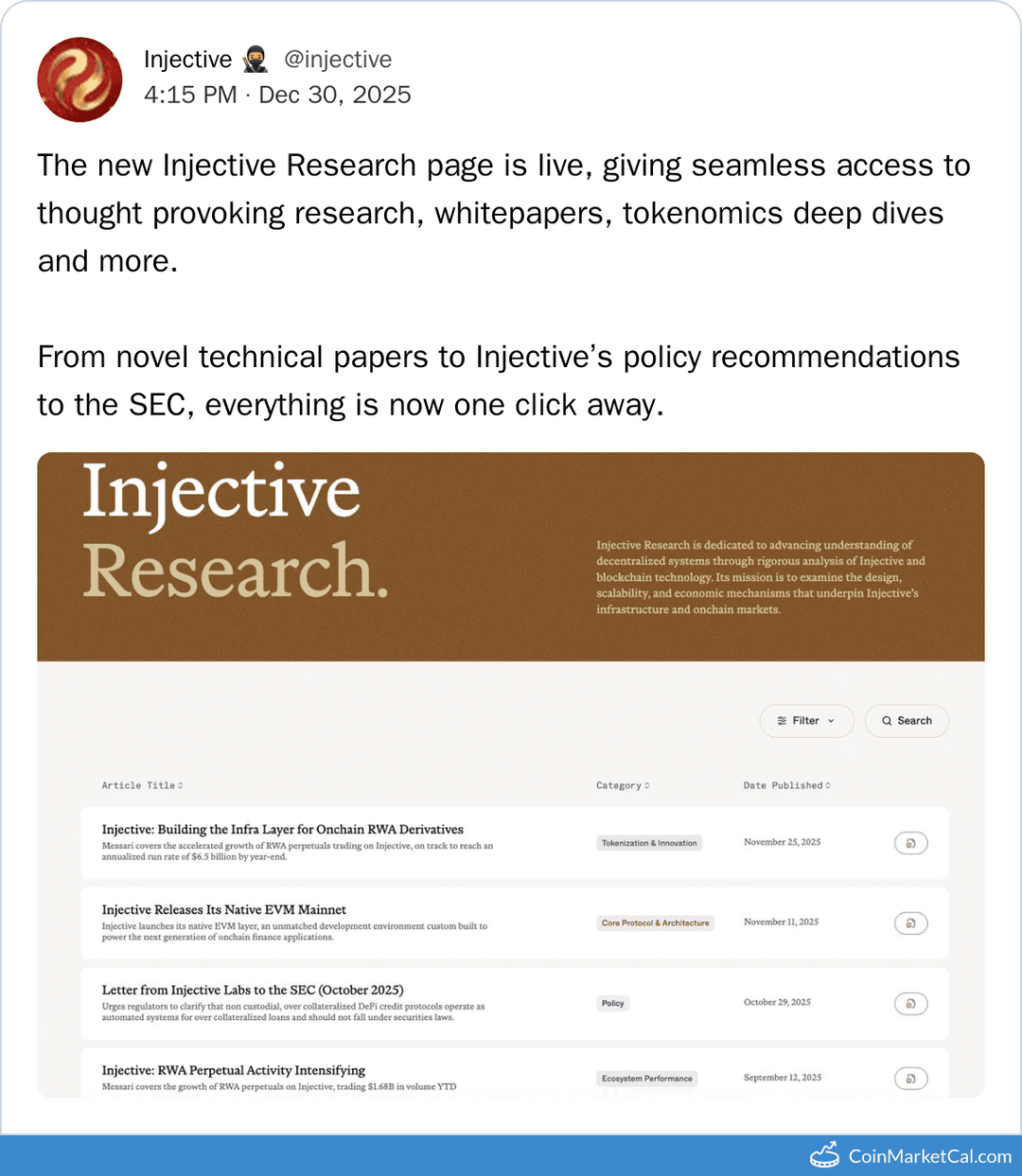 Injective Research Portal Launch