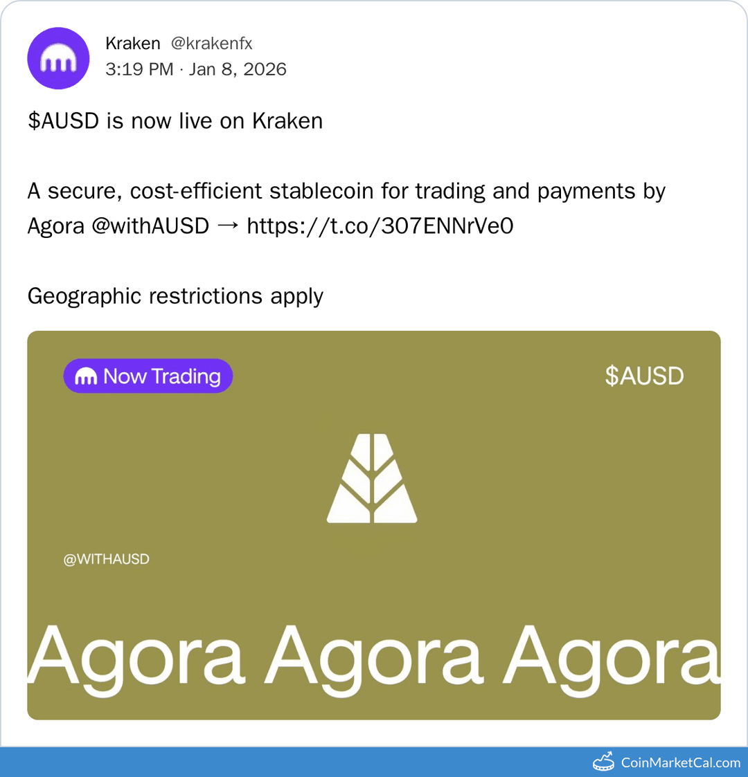 Kraken Listing for AUSD