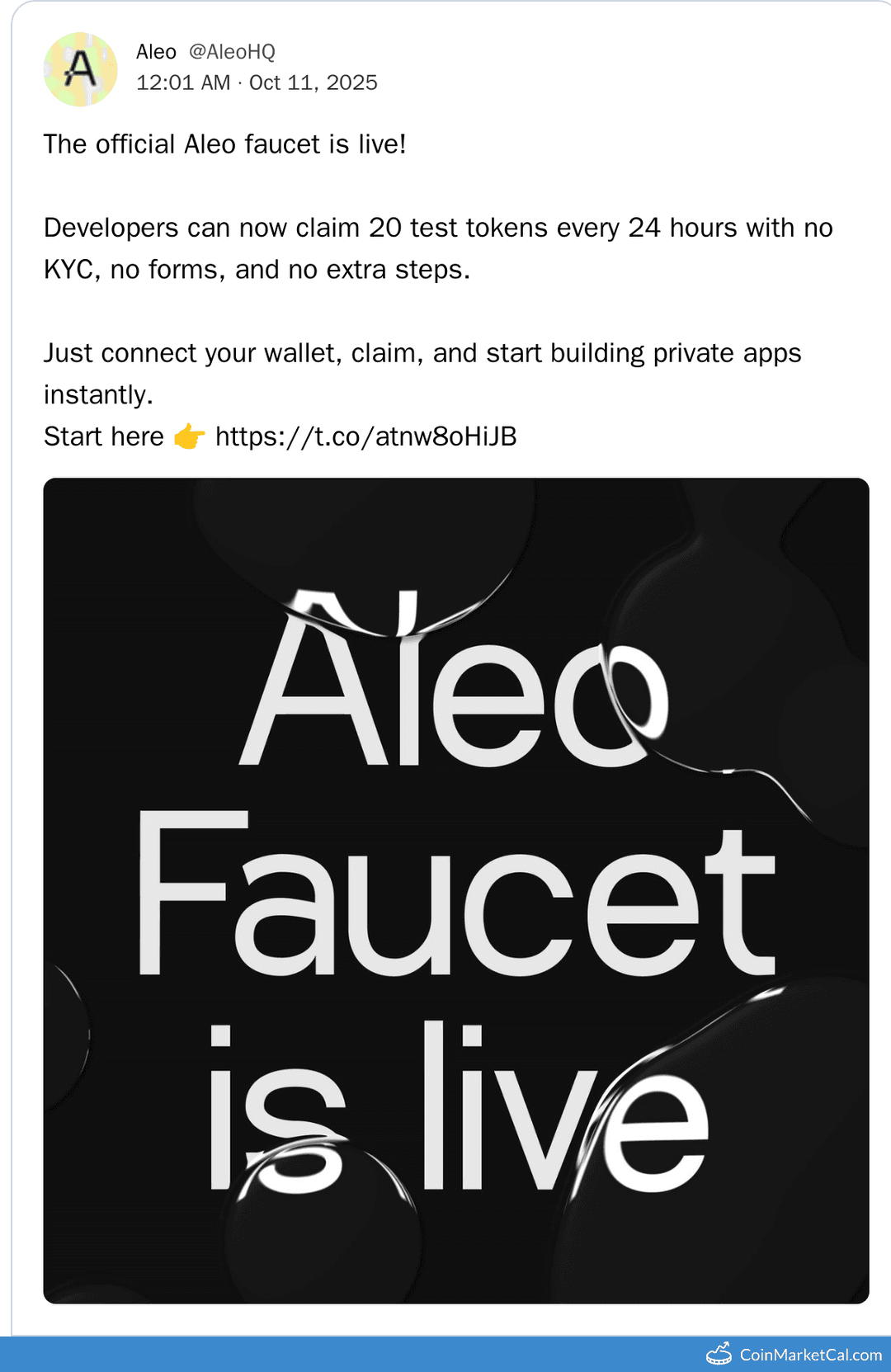 Aleo Faucet Release on 2025-10-11