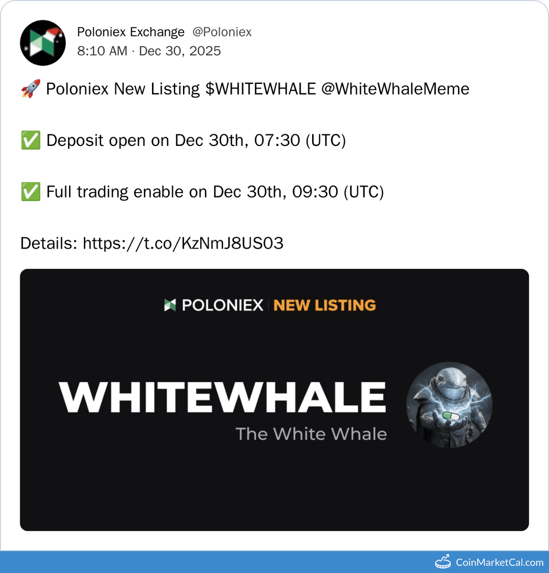 Poloniex Listing of The White Whale Meme