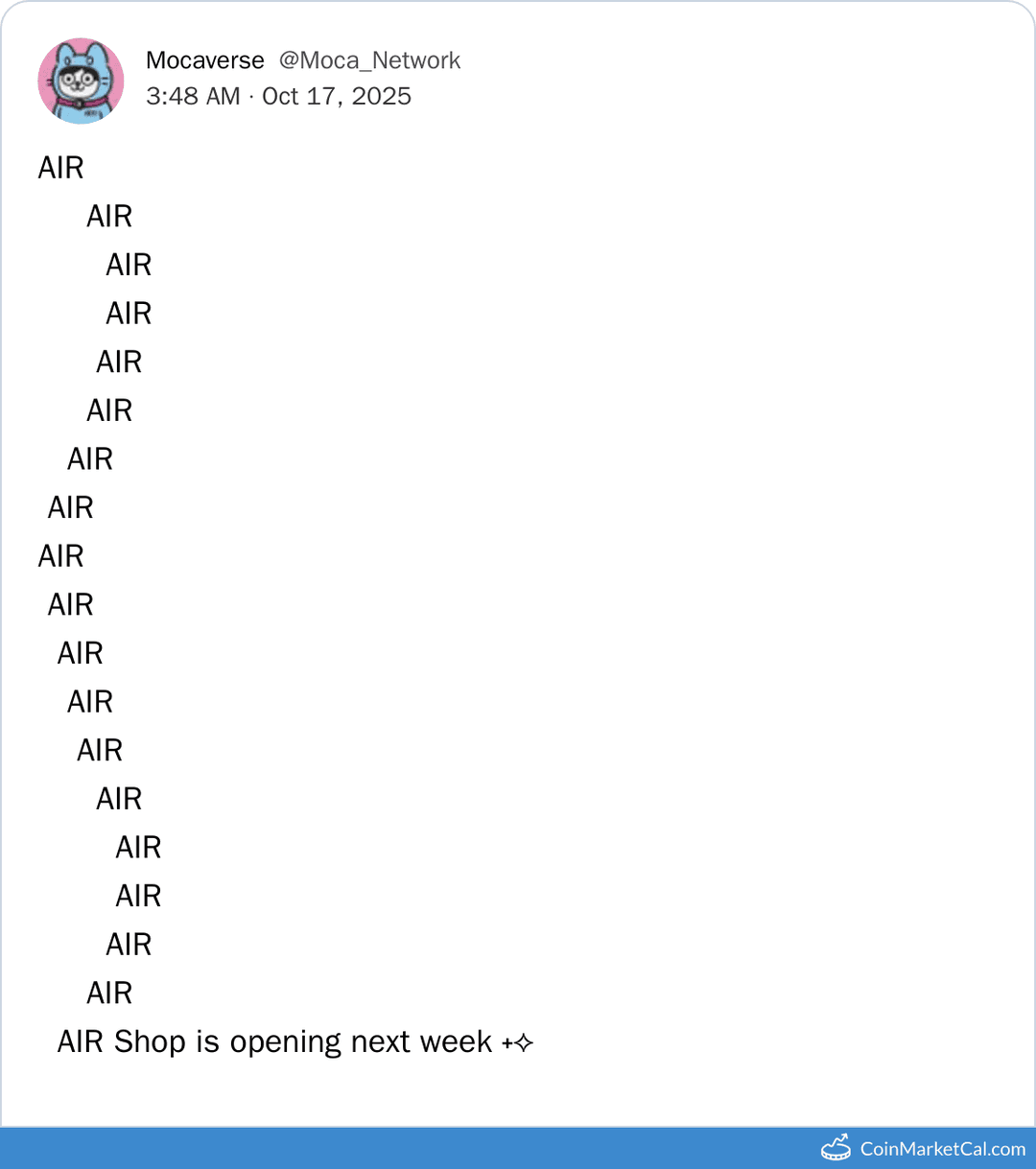 Moca Network AIR Shop Launch