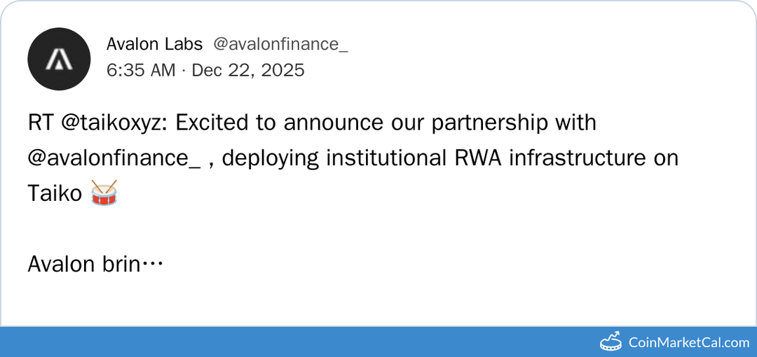 Taiko & Avalon RWAs Partnership