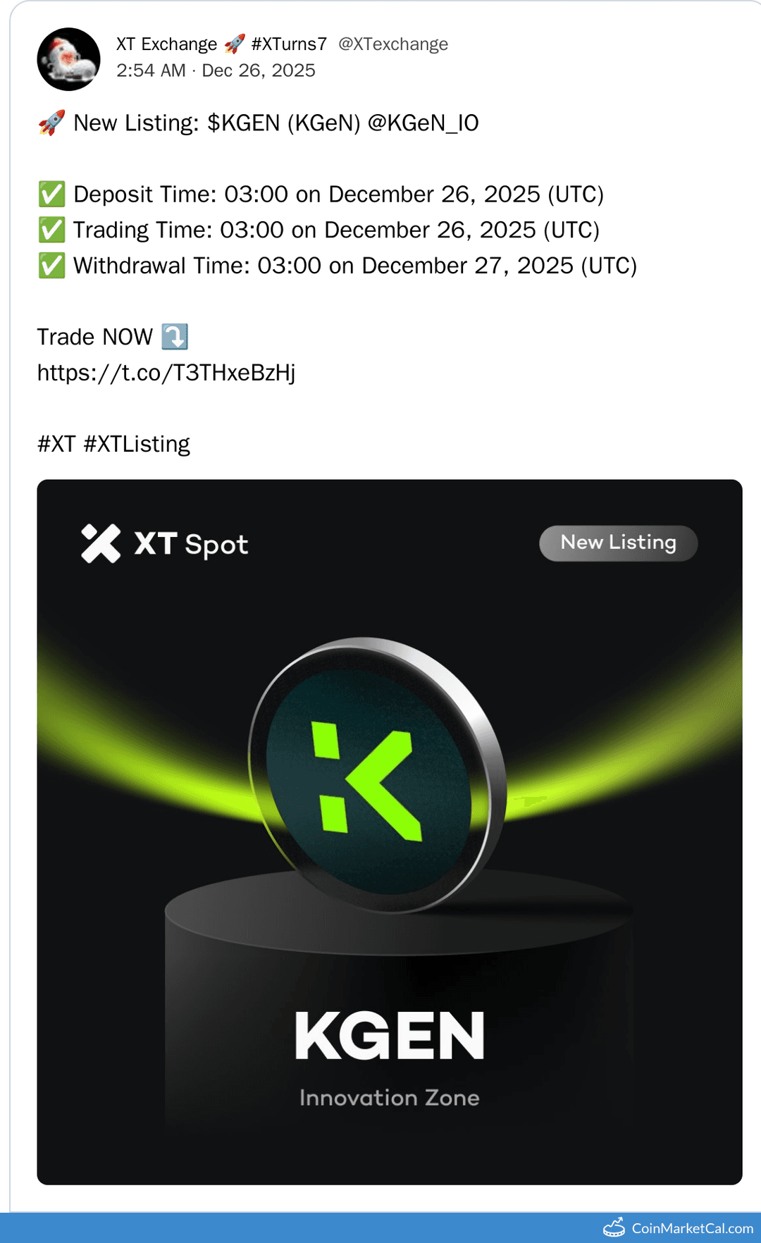 XT.COM Listing of KGeN