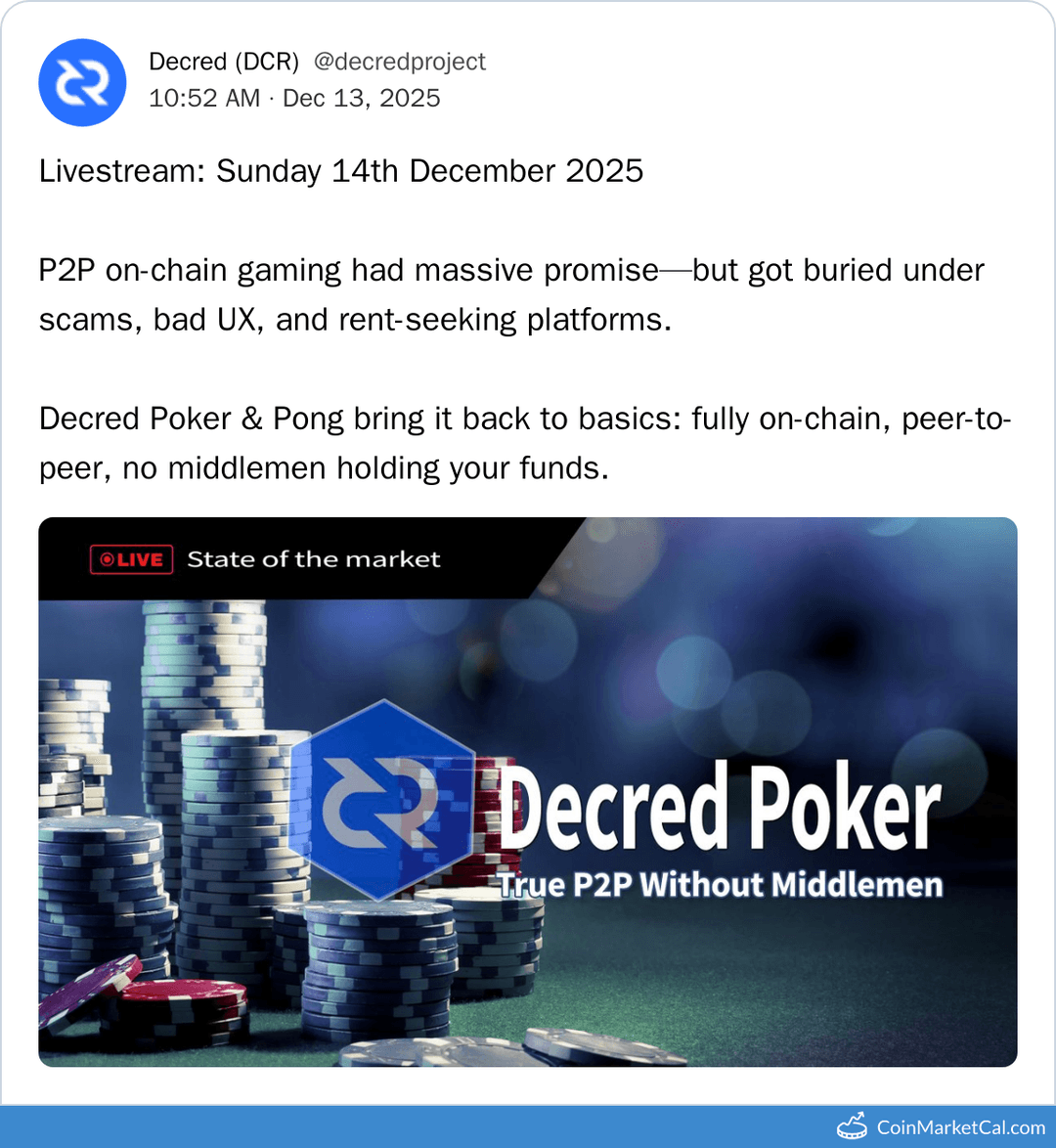 Decred Poker & Pong Livestream