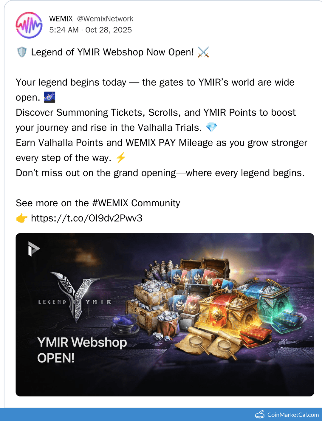 WEMIX Legend of YMIR Webshop Launch