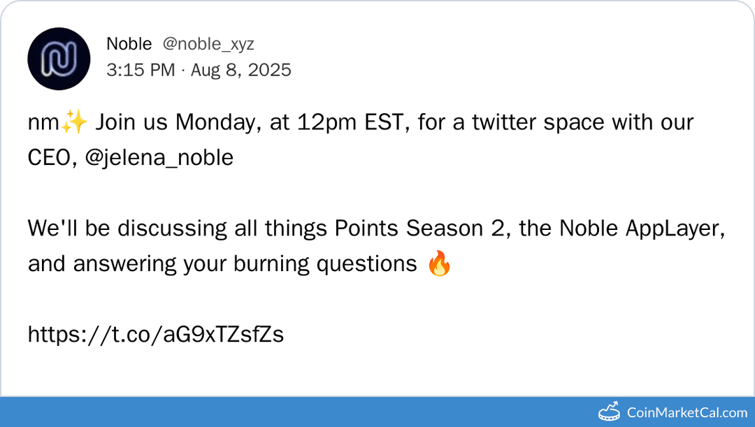 Noble AMA: Points Season 2 & AppLayer Deep Dive