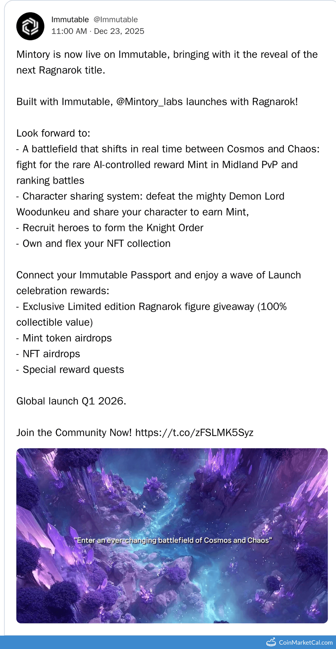 Mintory Launches on Immutable, Reveals Next Ragnarok Title