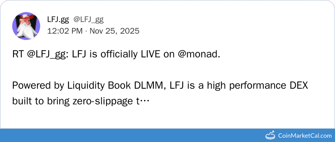LFJ Launches High-Performance DEX 'LFJ on Monad'