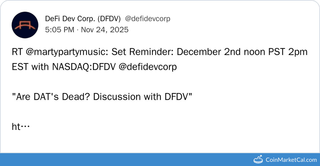 DFDV DATs Discussion with NASDAQ