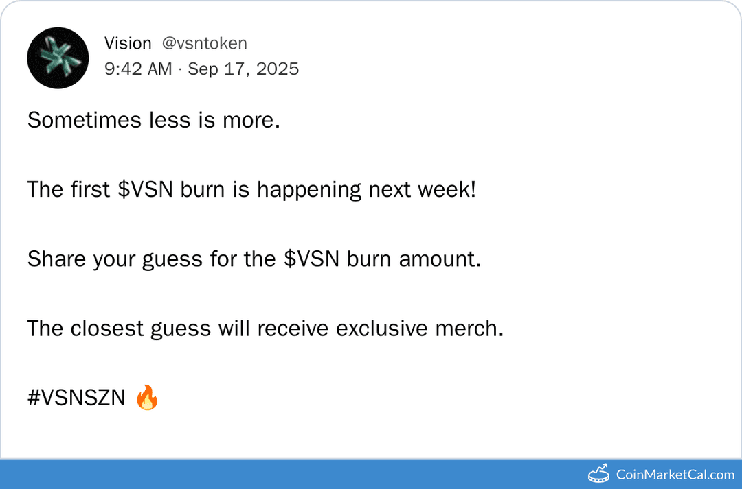 Vision (VSN) First Token Burn