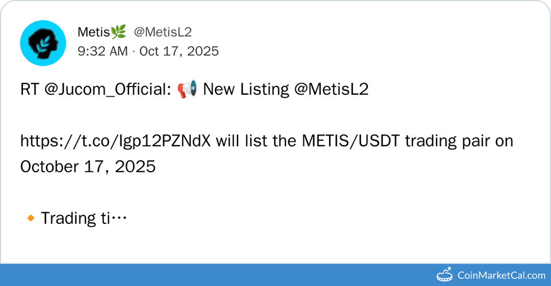Ju.com Metis Listing October 17, 2025