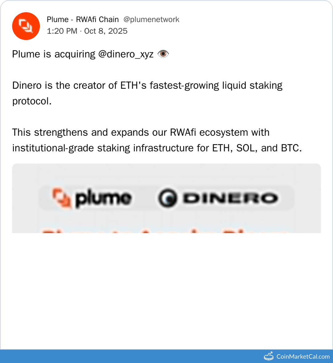 Plume Network Dinero Acquisition