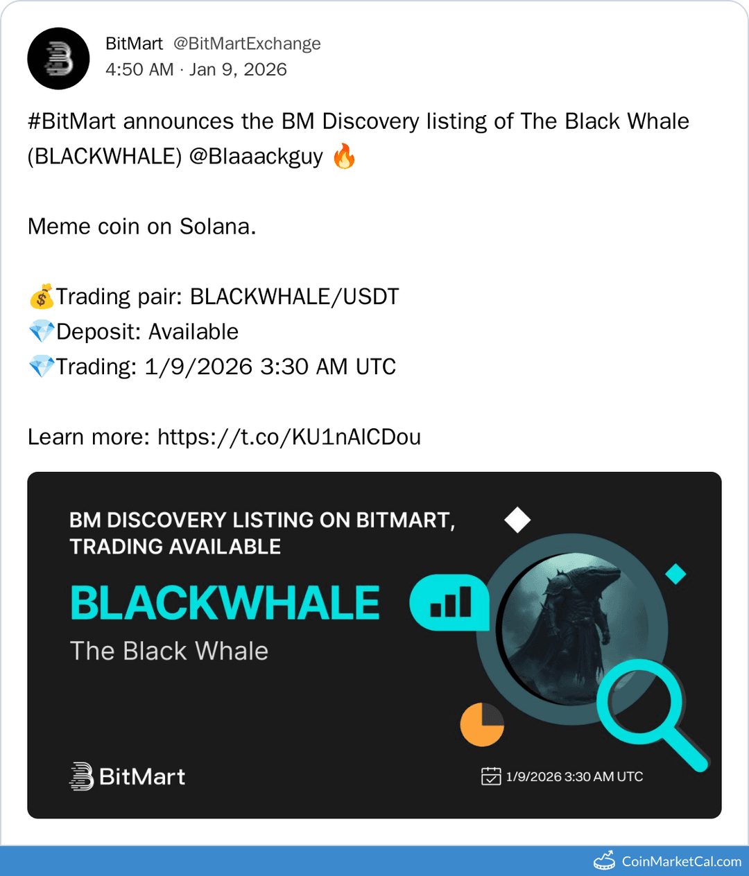 BitMart Lists The Black Whale