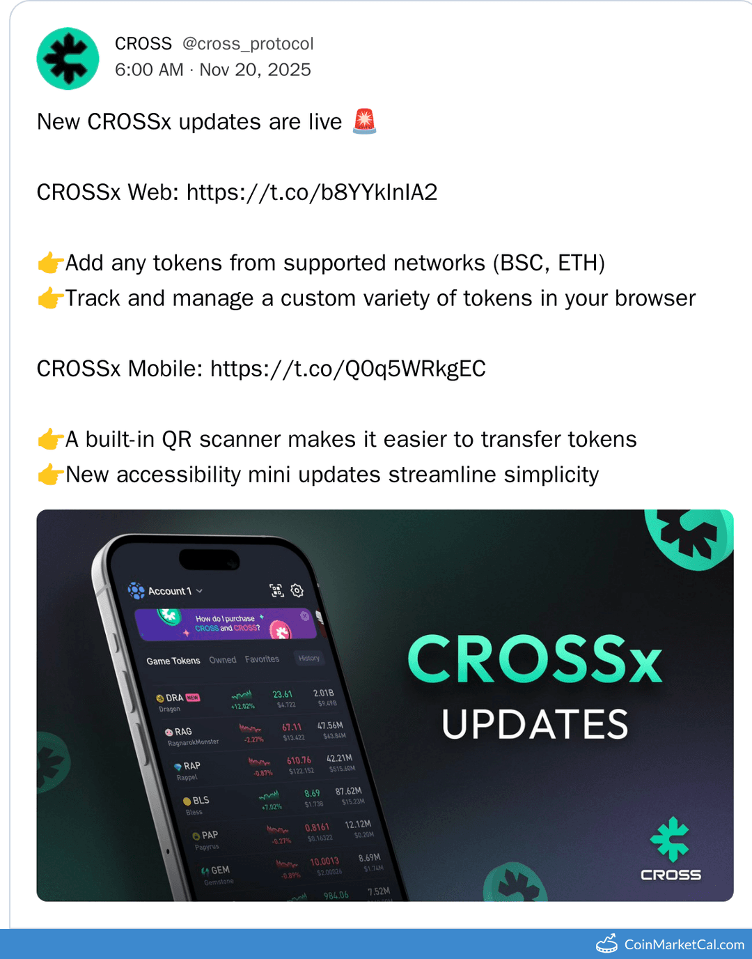 CROSSx Updates by Cross Protocol