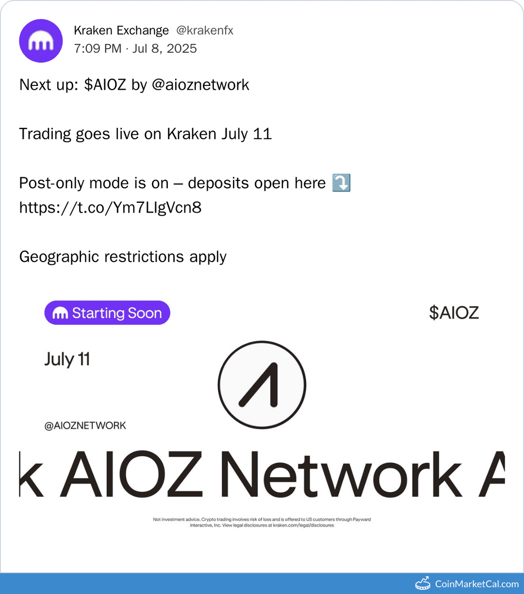 AIOZ Network Listing on Kraken