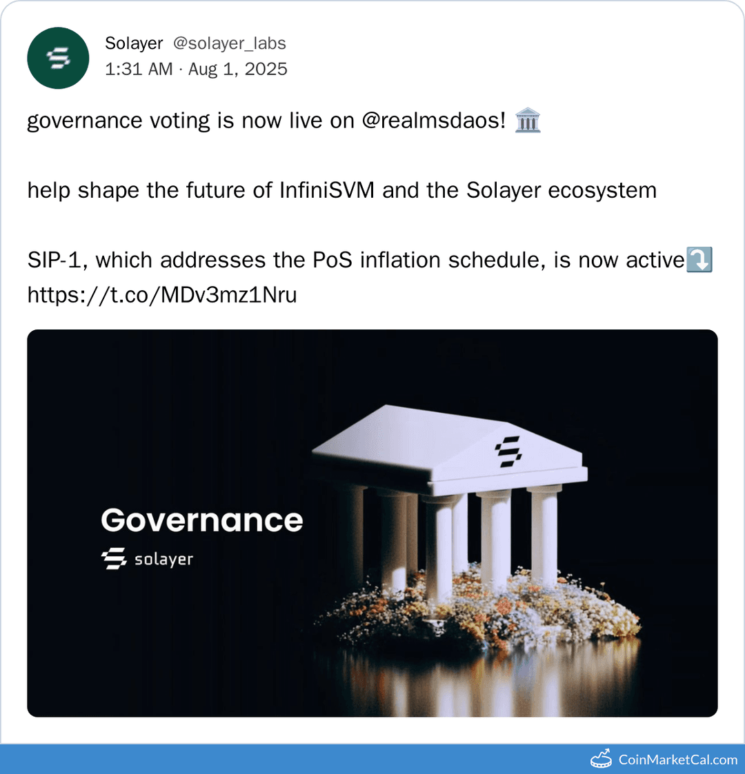 Governance Vote for Solayer's InfiniSVM on Realms DAOs