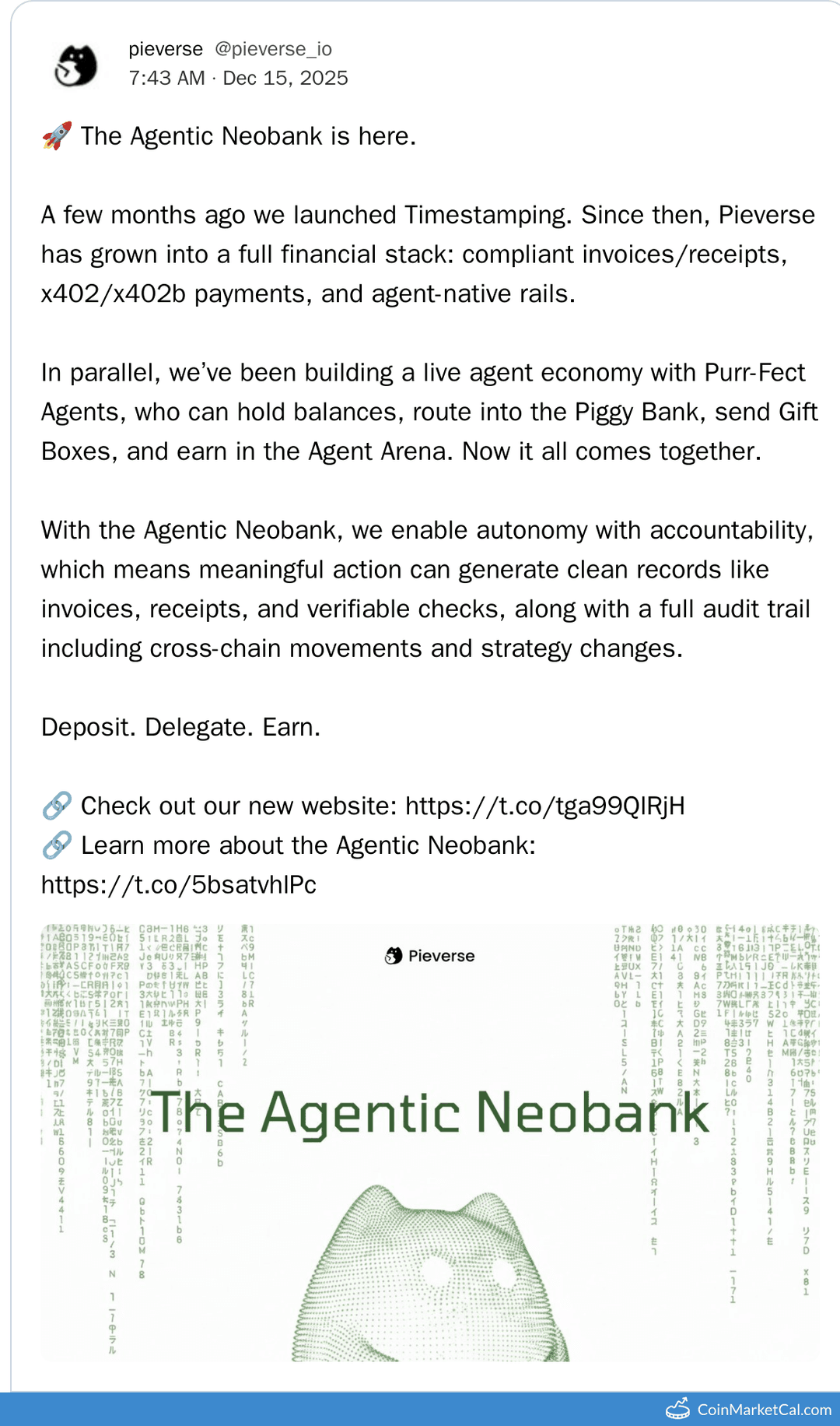 Pieverse Agentic Neobank Release