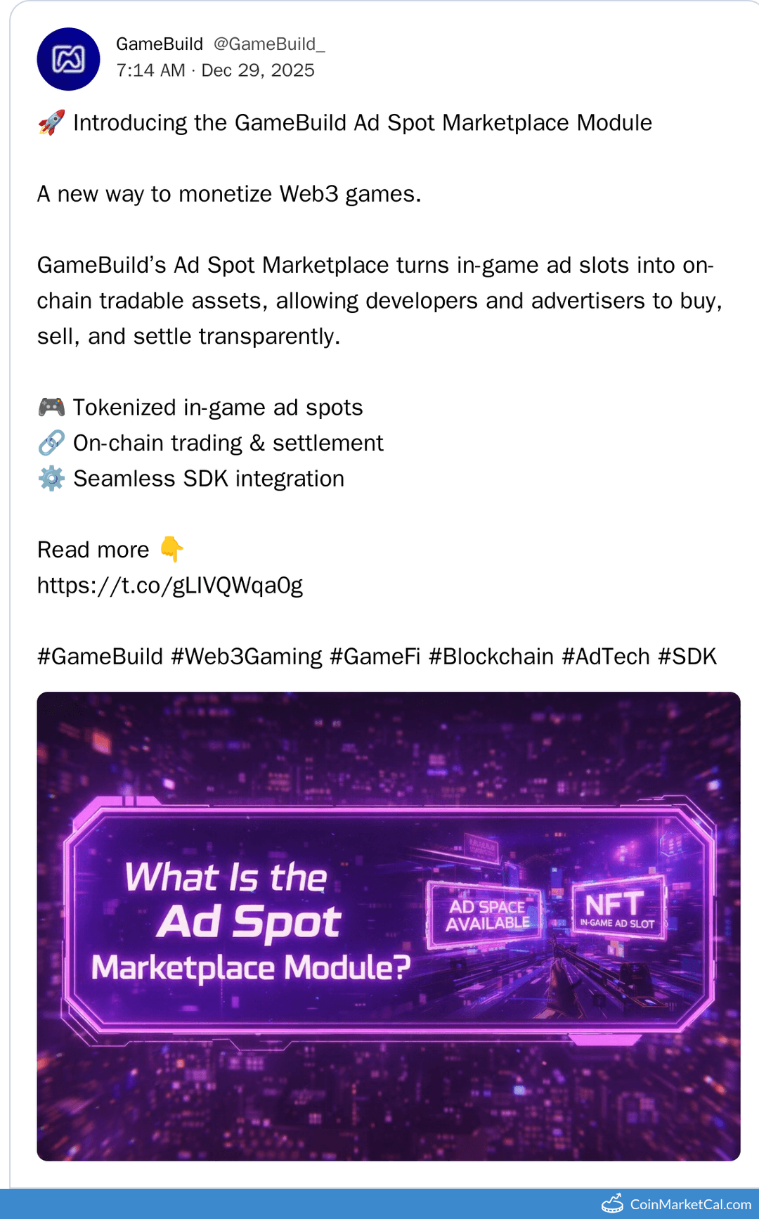GameBuild Ad Spot Market Launch