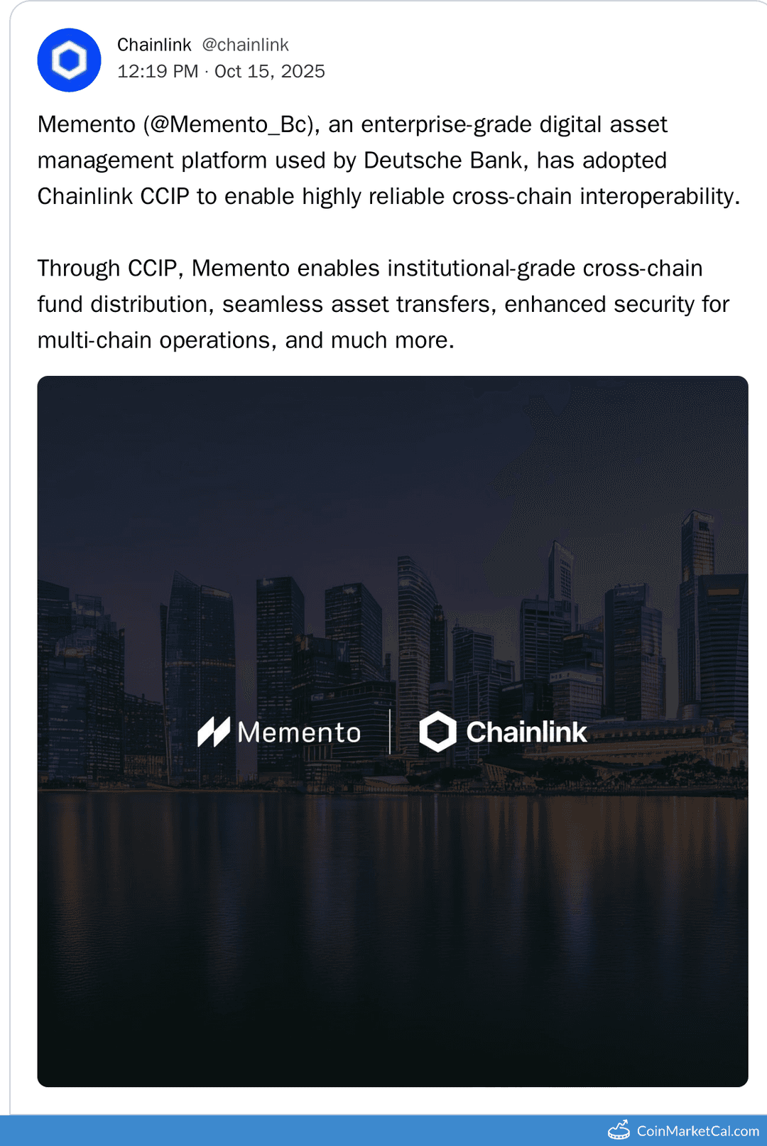 Memento Integrates Chainlink CCIP