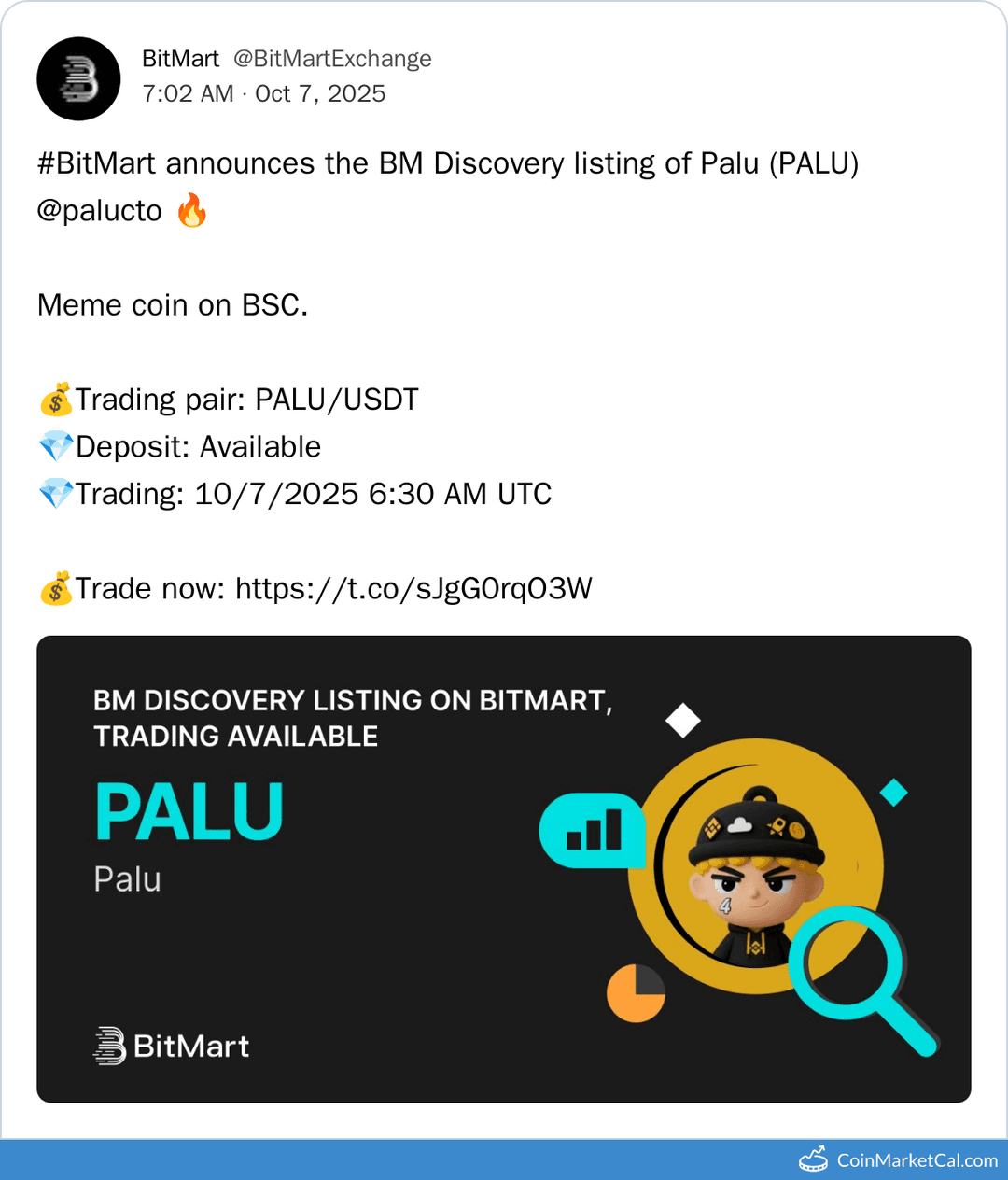 BitMart Listing Palu (PALU)