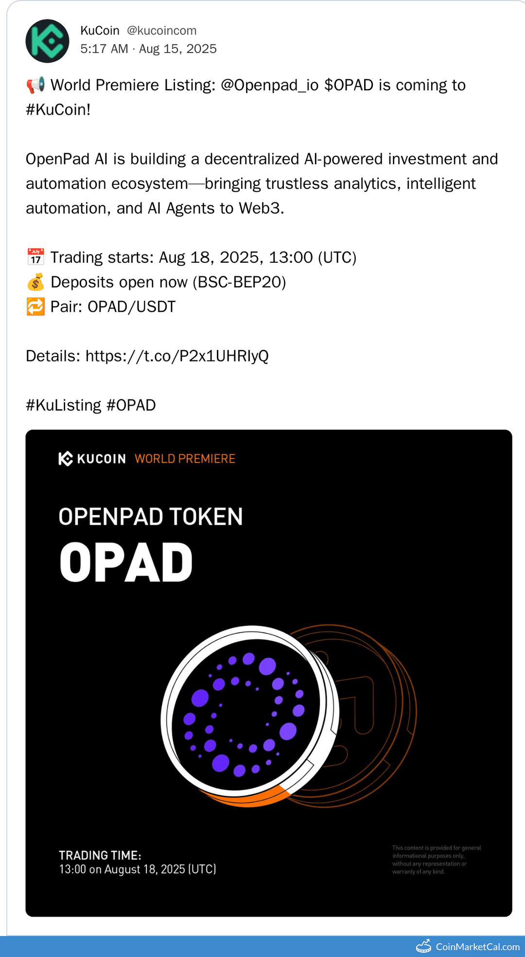 OpenPad Token (OPAD) Listing on KuCoin