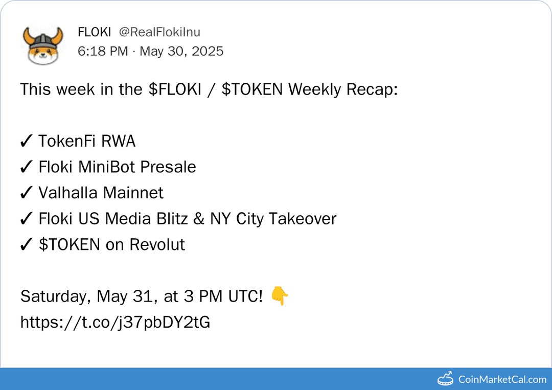 FLOKI Weekly Recap: TokenFi RWA Launch & More