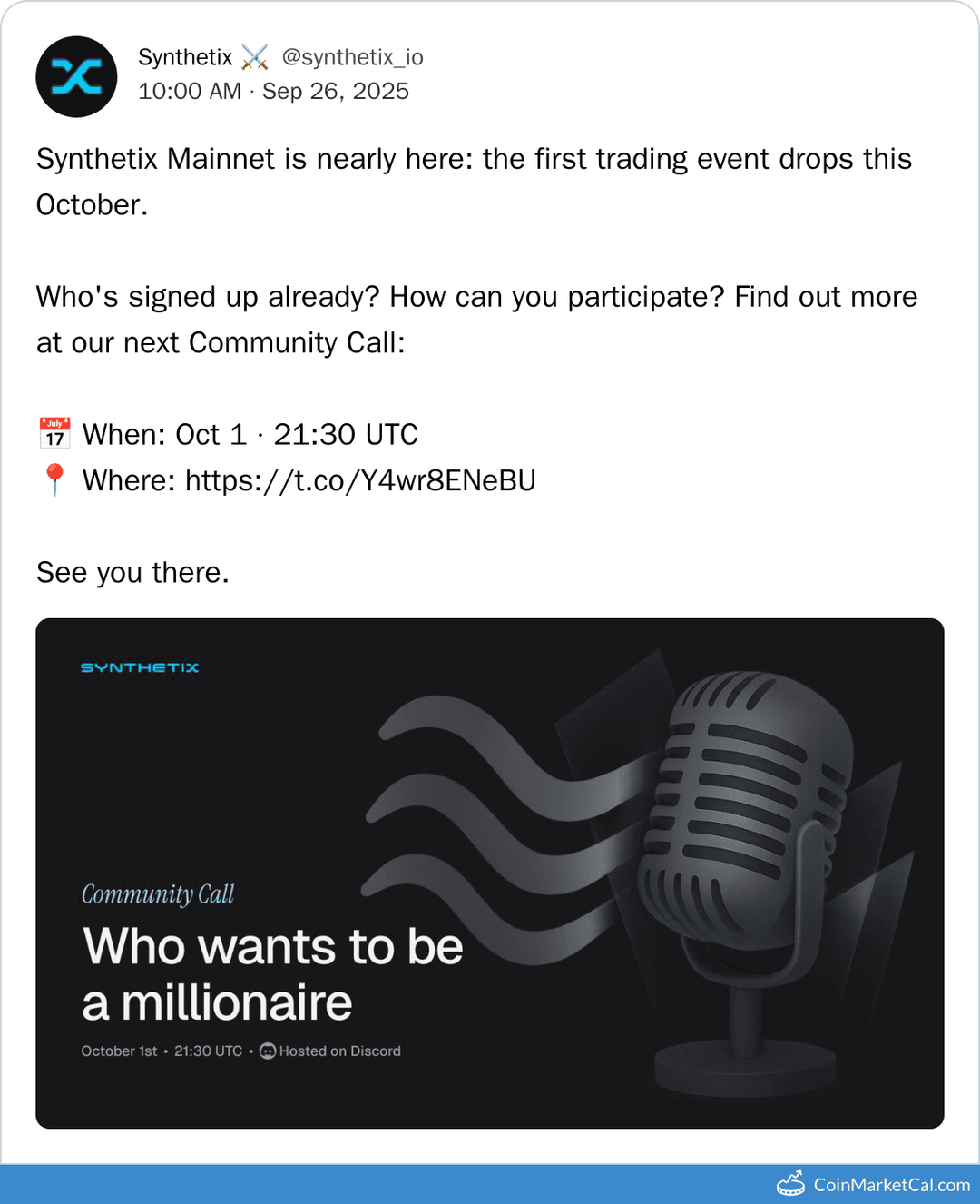 Synthetix Community Call on October Mainnet Trading Event