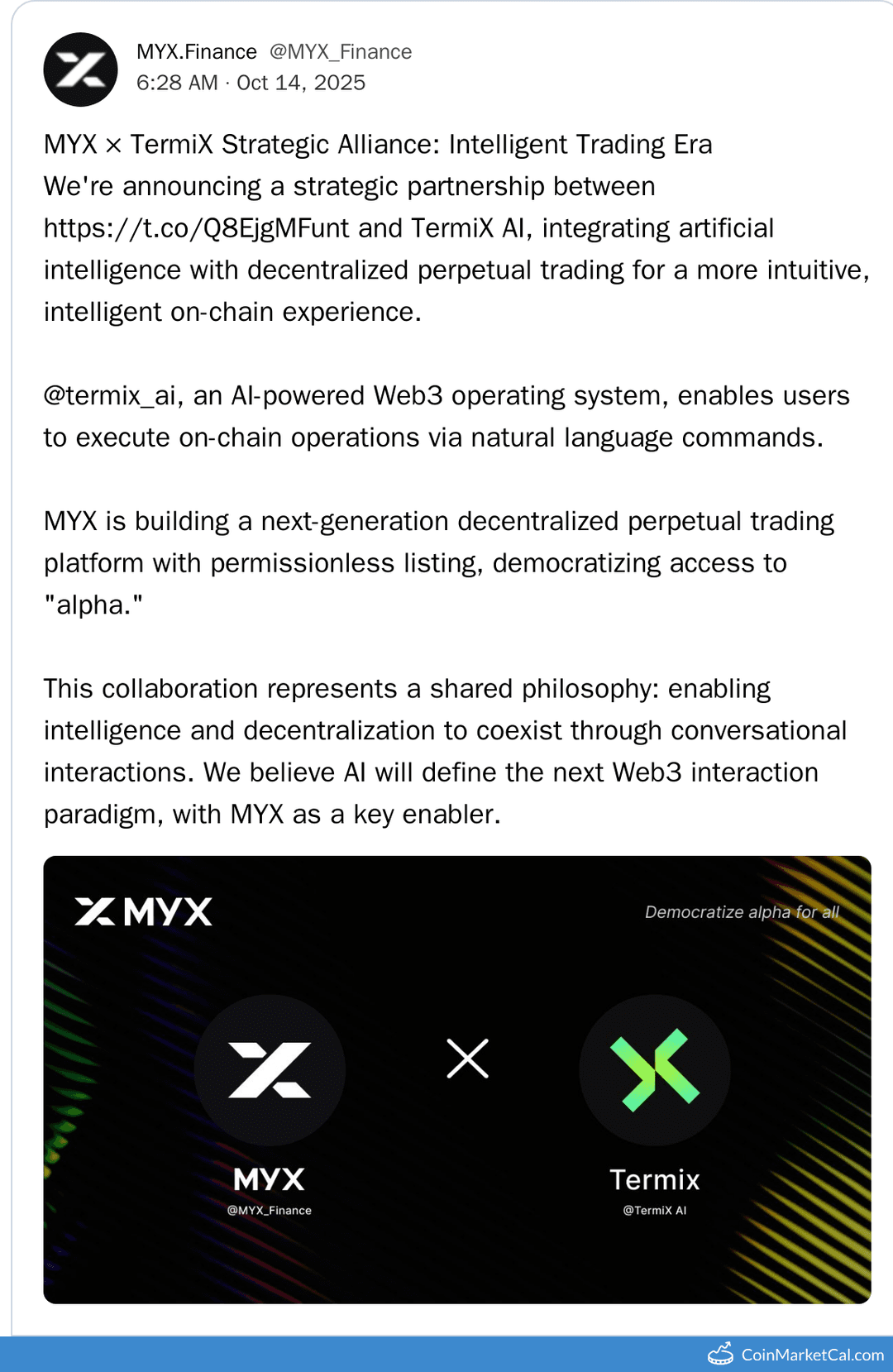 MYX Finance TermiX Partnership