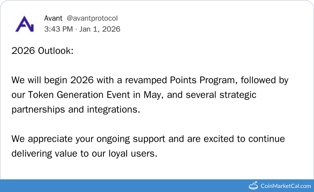 Avant Token Generation Event May 2026