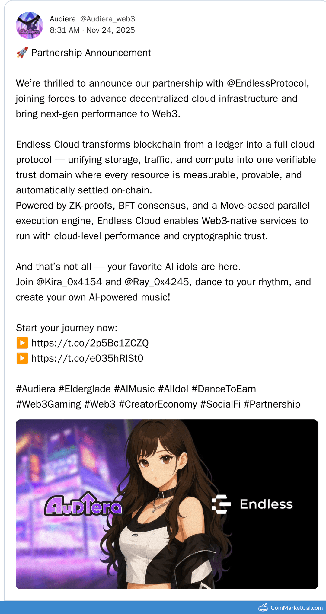 Audiera & Endless Protocol Partnership