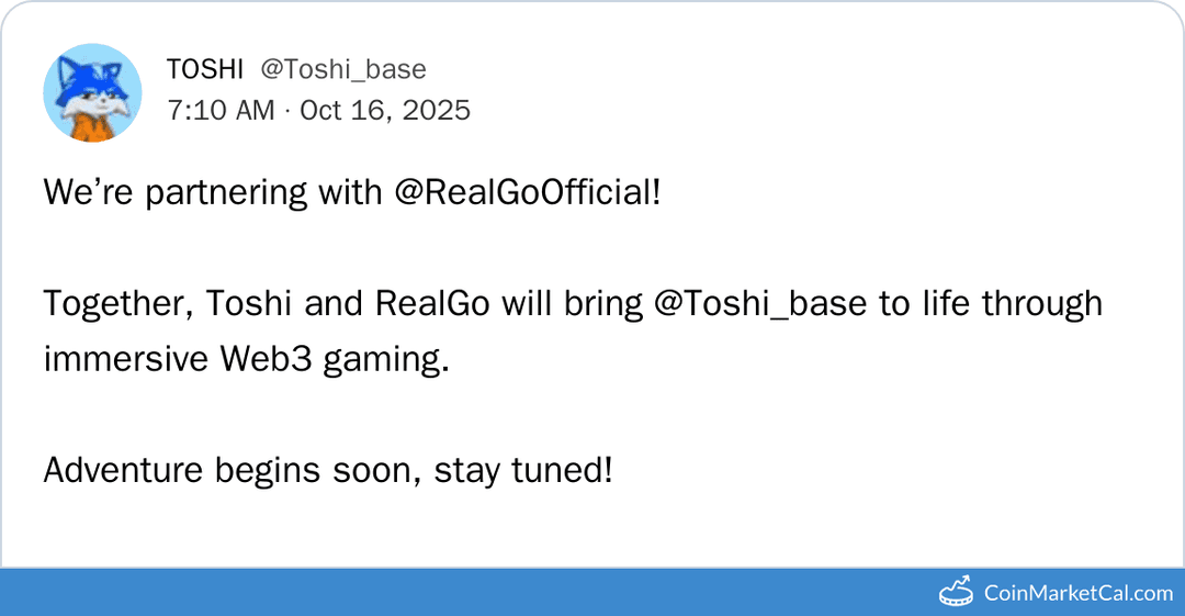 Toshi and RealGo Partnership for Toshi_base Web3 Gaming