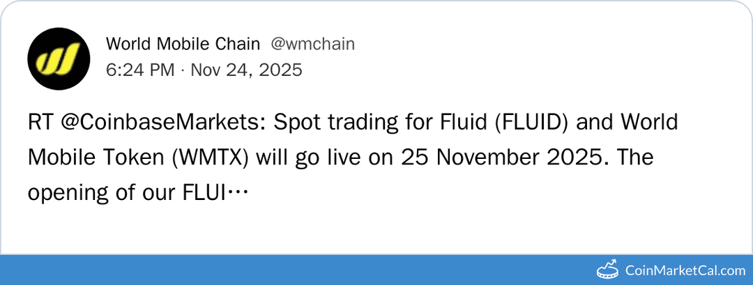 Coinbase Listing of Fluid (FLUID) and World Mobile Token
