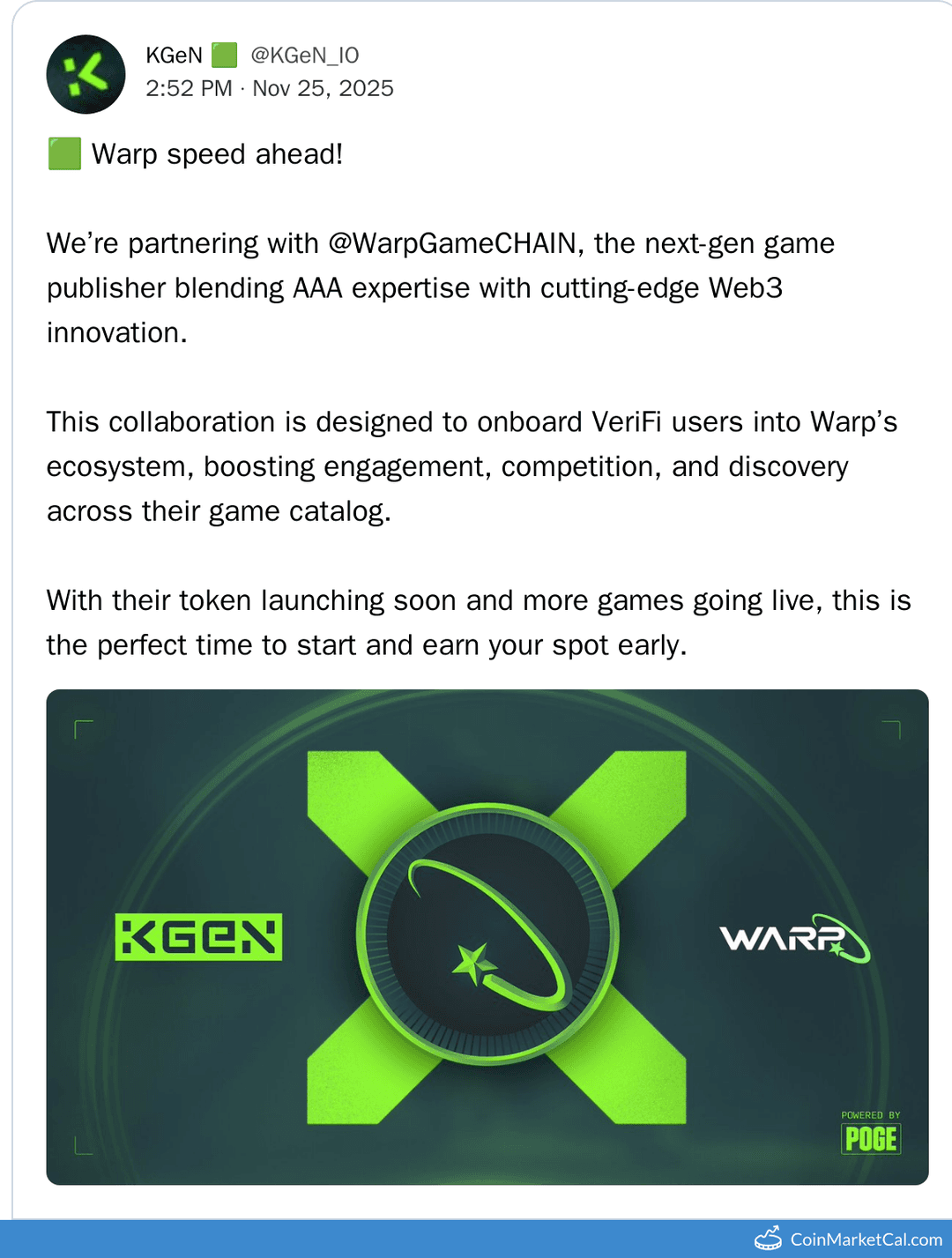 KGeN Warp Chain Partnership