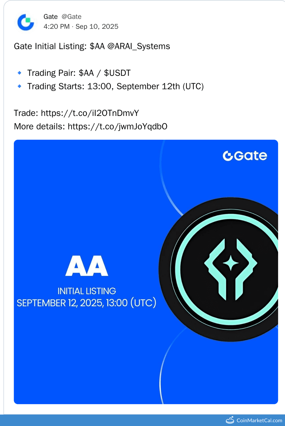 ARAI Systems (AA) Gate Initial Listing
