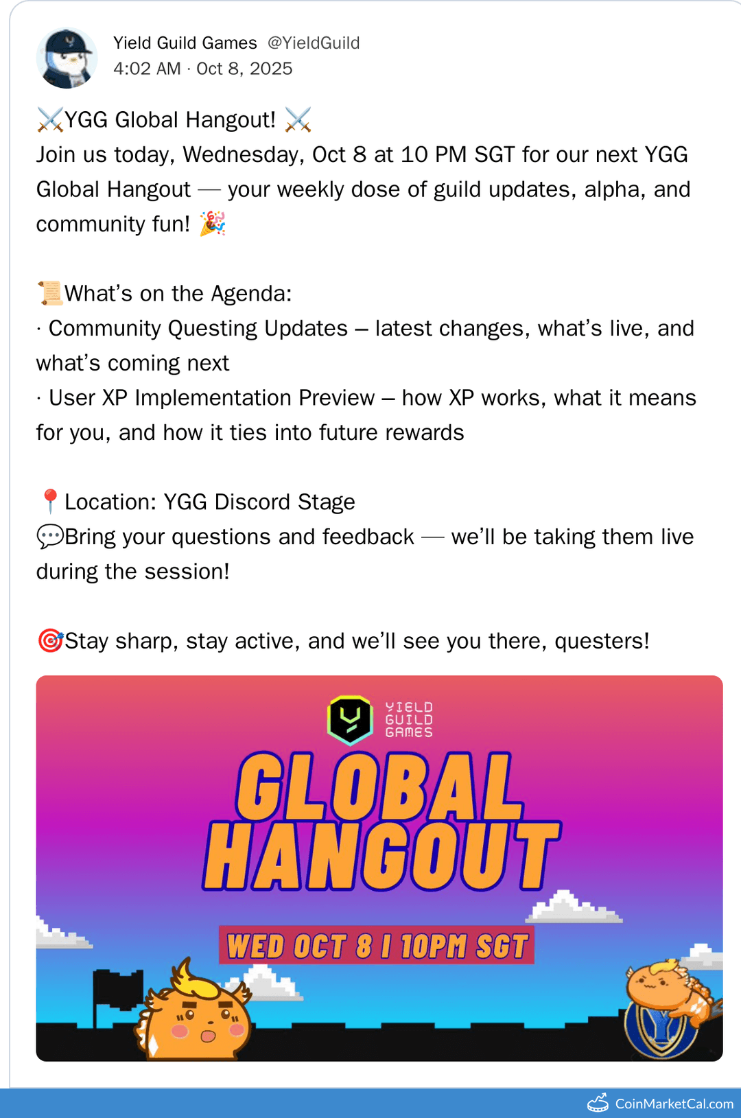 Yield Guild Games YGG Global Hangout