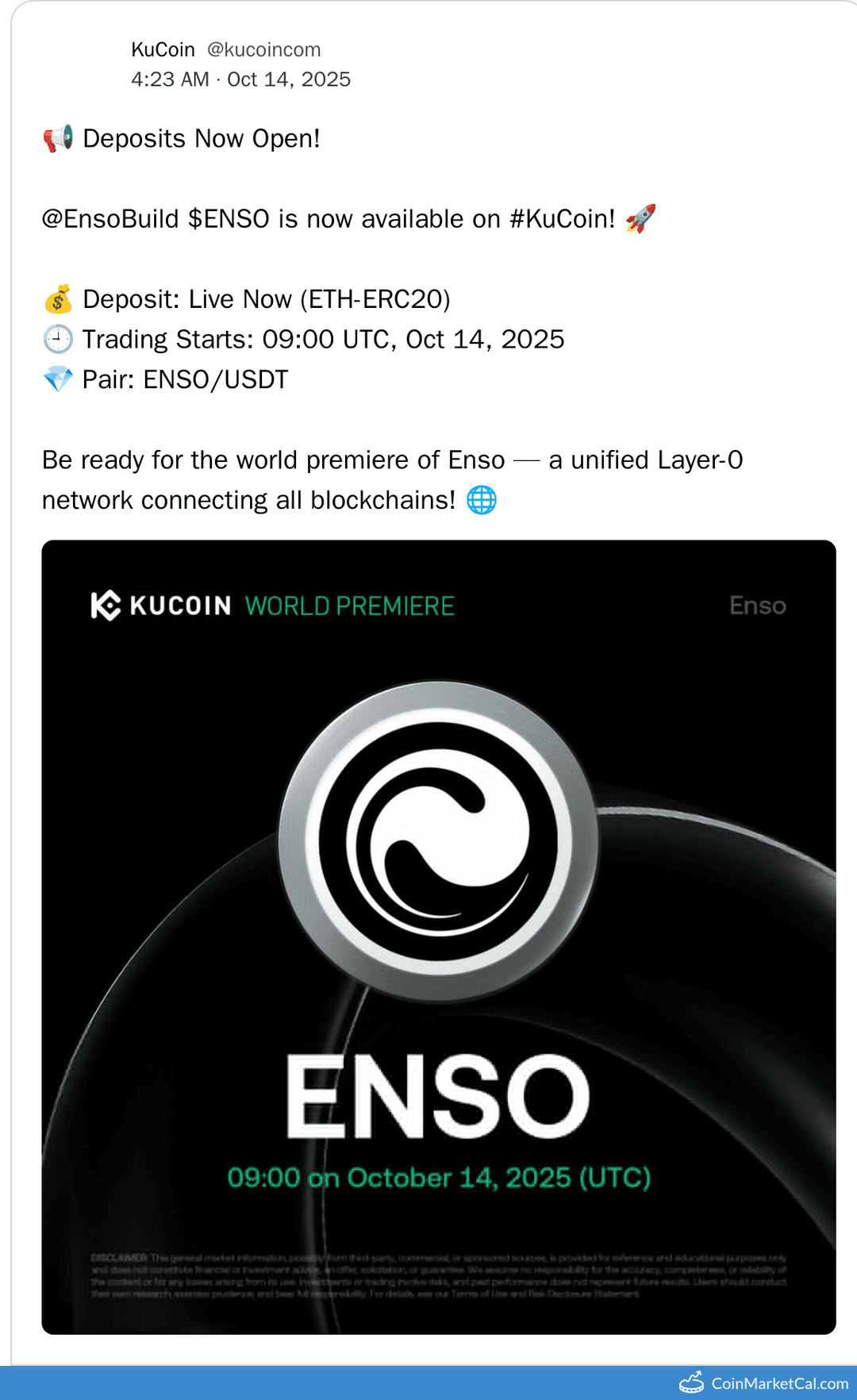 KuCoin Listing of Enso (ENSO) with ENSO/USDT Pair