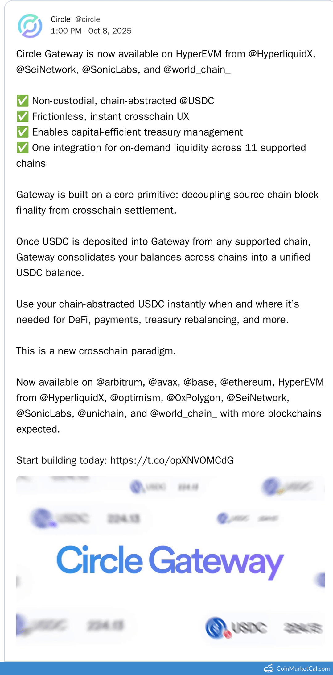 CircleGateway on HyperEVM Release October 8, 2025