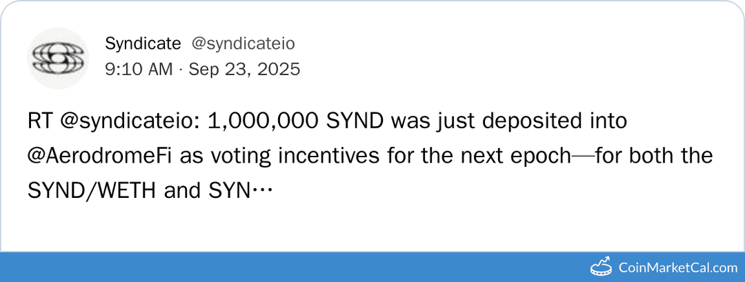 Syndicate WETH & USDC Pools Incentives