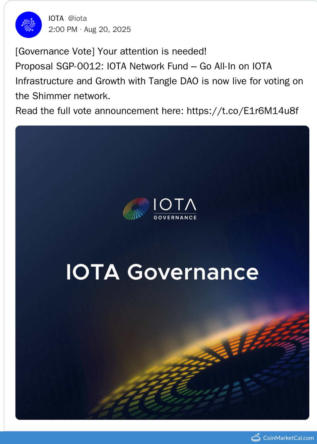 IOTA Governance Vote for Proposal SGP-0012