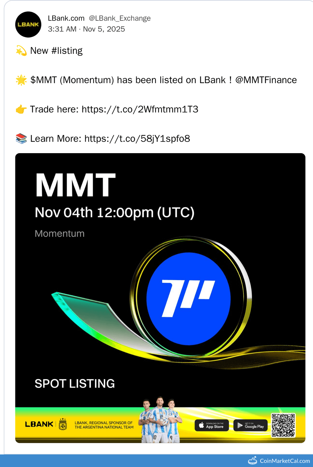 Momentum (MMT) LBank Listing
