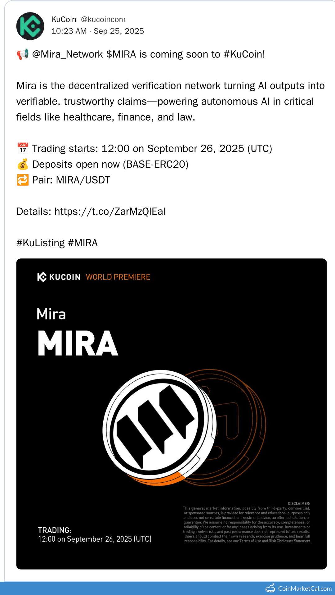 KuCoin Listing of Mira Network