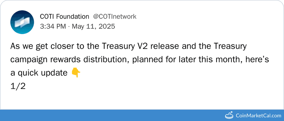 COTI Treasury V2 Upgrade & Rewards Distribution